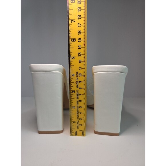 YVO People Open Toe White High heeled Slip On sandal Snakeskin Embossed Sz 8 W - Picture 5 of 9